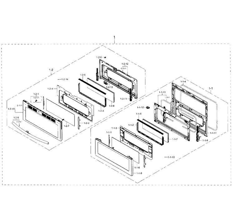 Door Section Diagram and Parts List for NE59J7850WG AA-0003 Samsung Range