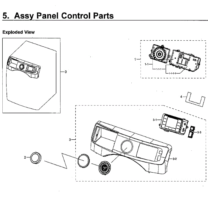 Control Panel Diagram and Parts List for WF45M5100AW A5-11 Samsung Washer
