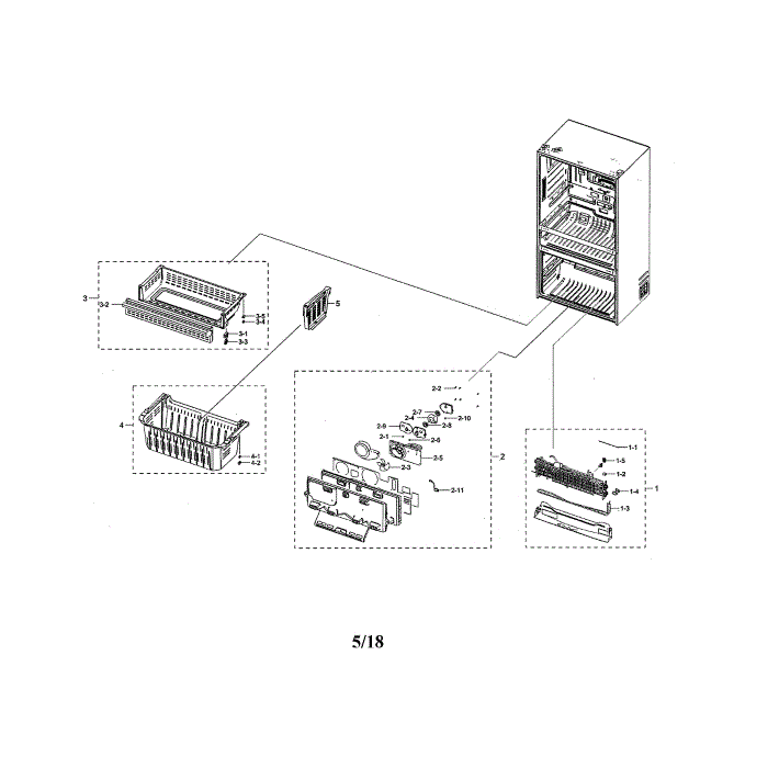 Freezer Diagram and Parts List for RF22NPEDBSG AA-00 Samsung Refrigerator