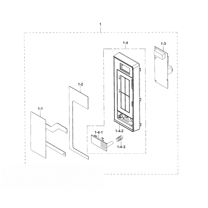 Control Panel Diagram and Parts List for MG14H3020CM AA-00 Samsung Microwave