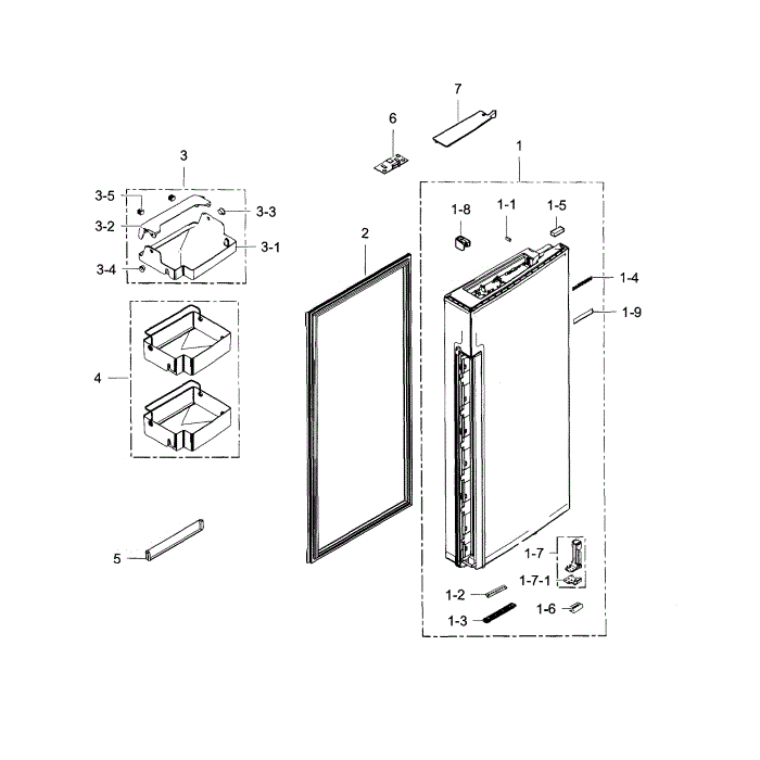 Fridge Door R Diagram and Parts List for RF34H9960S4 AA-01 Samsung Refrigerator