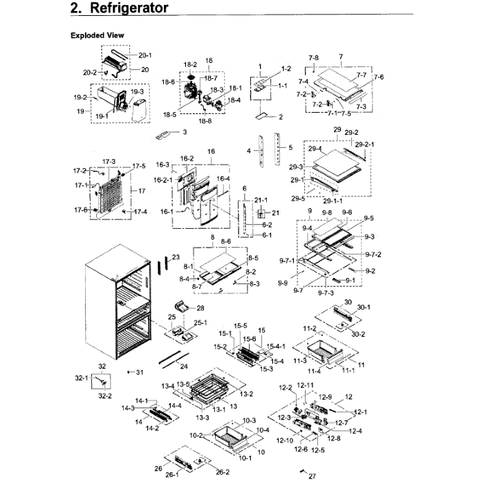 Fridge Diagram and Parts List for RF22KREDBSR AA-04 Samsung Refrigerator
