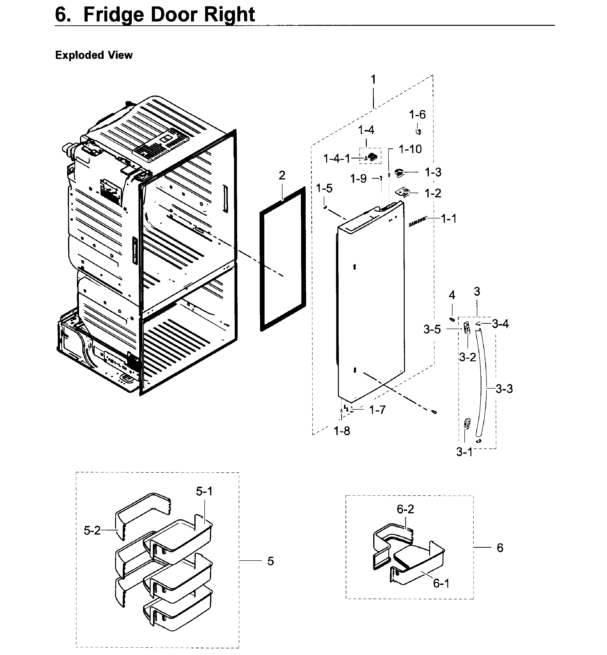 Fridge Door R Diagram and Parts List for RF23HCEDBSR AA-0009 Samsung Refrigerator