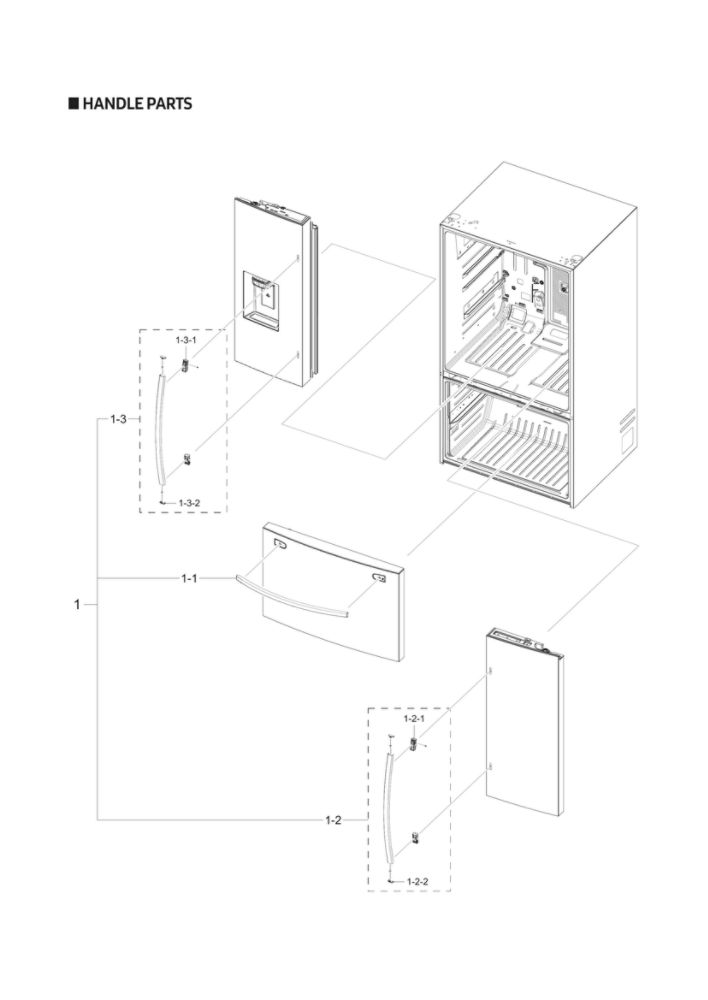 Handle Parts Diagram and Parts List for RF28T5F01SR AA-00 Samsung Refrigerator