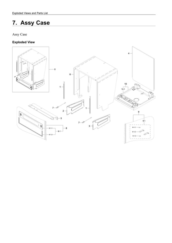 Case Assembly Diagram and Parts List for DW80R5061US AA-00 Samsung Dishwasher
