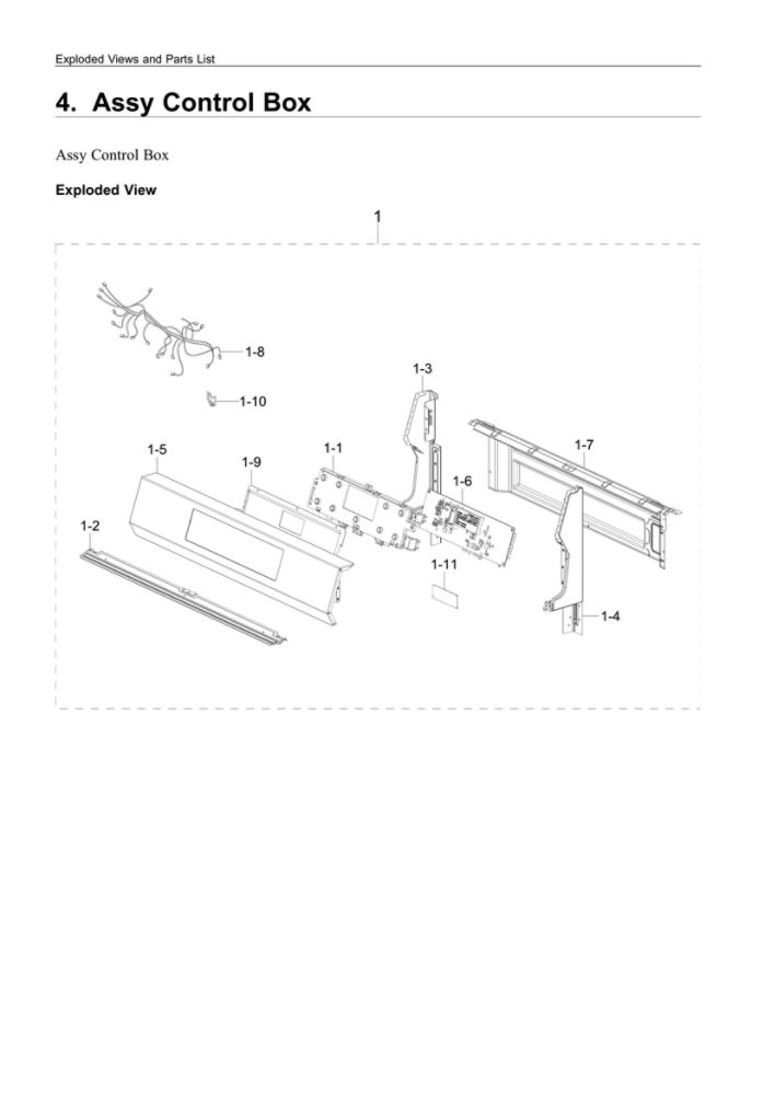 Control Box Assembly Diagram and Parts List for NX60A6511SB AA-00 Samsung Range
