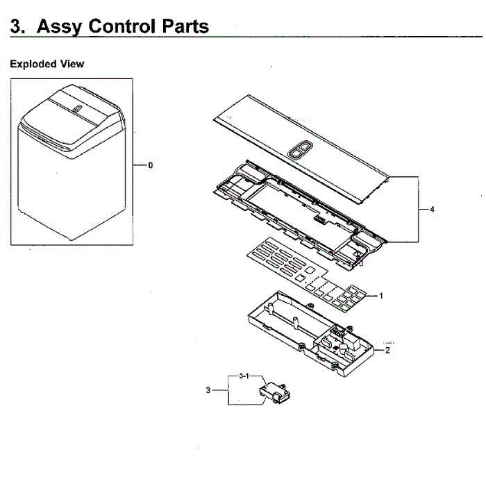 Control Panel Diagram and Parts List for WA54M8750AW A4-00 Samsung Washer