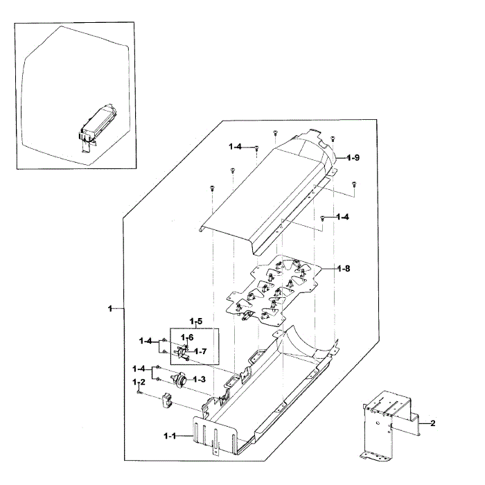 Duct Heater Diagram and Parts List for DV330AEB XAA-03 Samsung Dryer