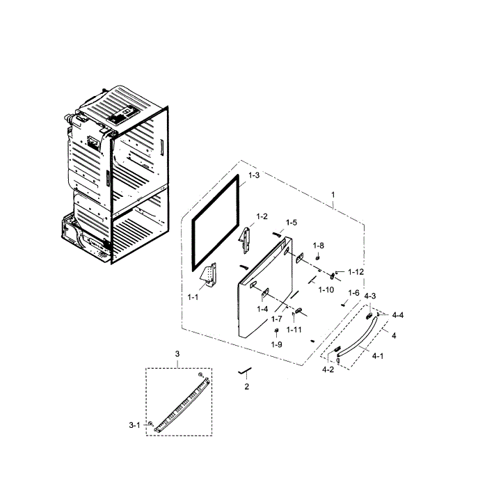 Freezer Door Diagram and Parts List for RF23HCEDTSR AA-04 Samsung Refrigerator