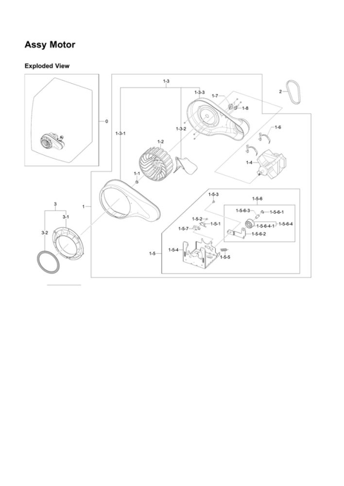 Motor Assembly Diagram and Parts List for DV350AEP XAA-01 Samsung Dryer