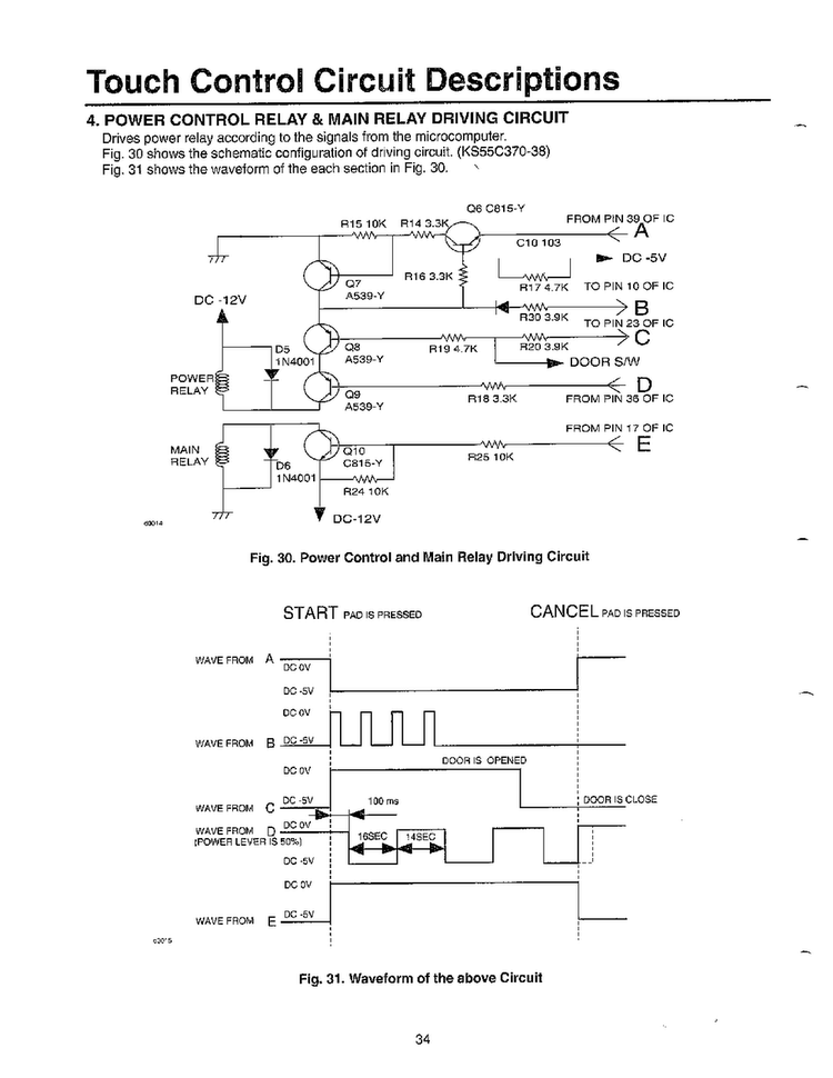 Touch Control Circuit Descriptions Page 4 Diagram and Parts List for MW5620T XAA Samsung Microwave