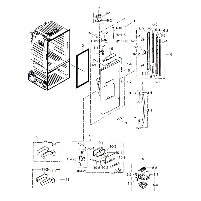 Fridge Door L Diagram and Parts List for RF23HCEDBSR AA-02 Samsung Refrigerator