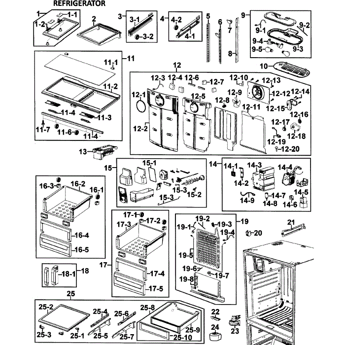 Refrigerator Diagram and Parts List for RFG295AARS XAA-00 Samsung Refrigerator