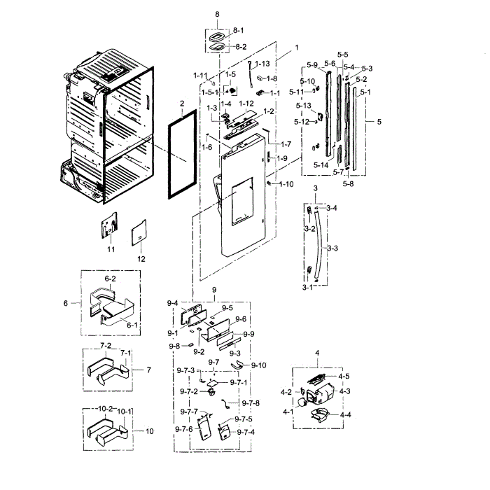 Fridge Door L Diagram and Parts List for RF30HDEDTSR AA-04 Samsung Refrigerator