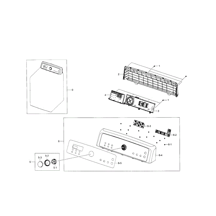 Control Panel Diagram and Parts List for DV5471AGW XAA-00 Samsung Dryer