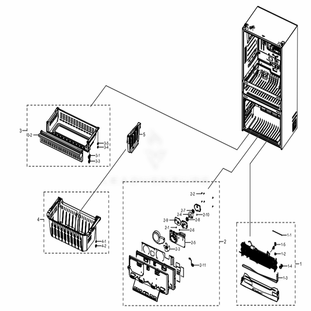 Freezer Diagram and Parts List for RF22NPEDBSG (AA)(0000) Samsung Refrigerator