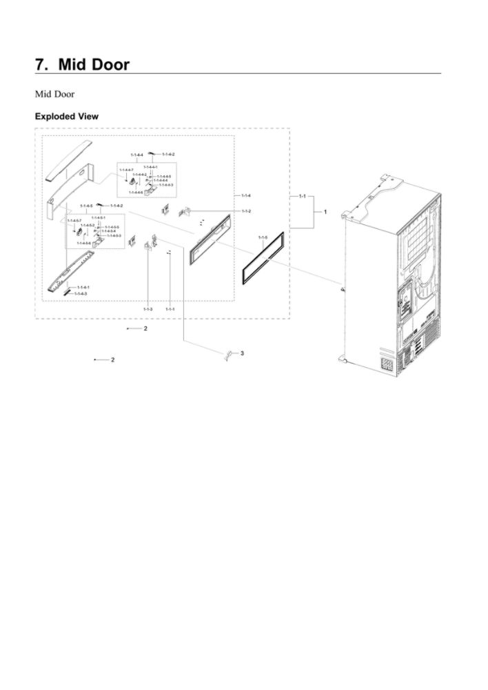 Mid Door Parts Diagram and Parts List for RF22NPEDBSR AA-05 Samsung Refrigerator