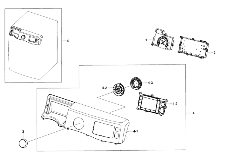 Control Panel Diagram and Parts List for WF435ATGJRA A2-0000 Samsung Washer