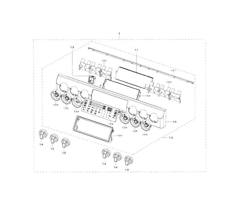 Control Panel Diagram and Parts List for NX58H9950WS AA-0000 Samsung Range