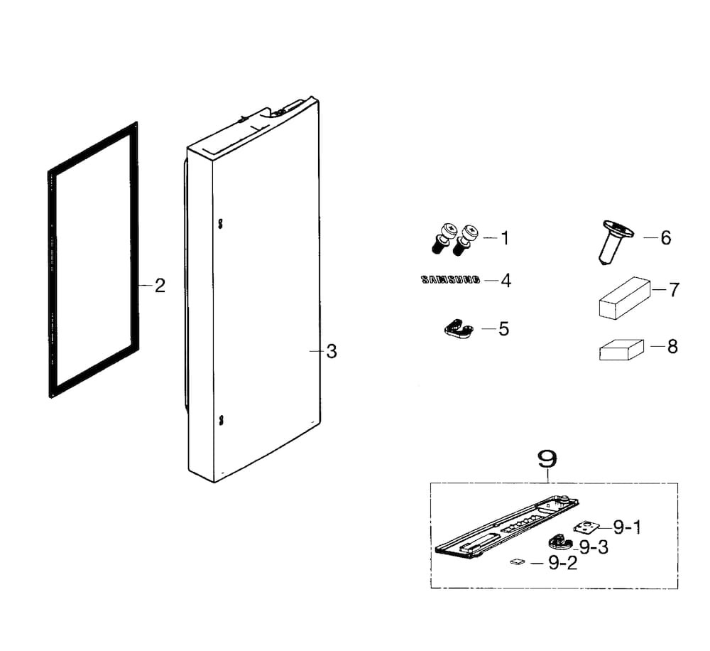 Fridge Right Door Diagram and Parts List for RF26HFENDSR AA-0000 Samsung Refrigerator
