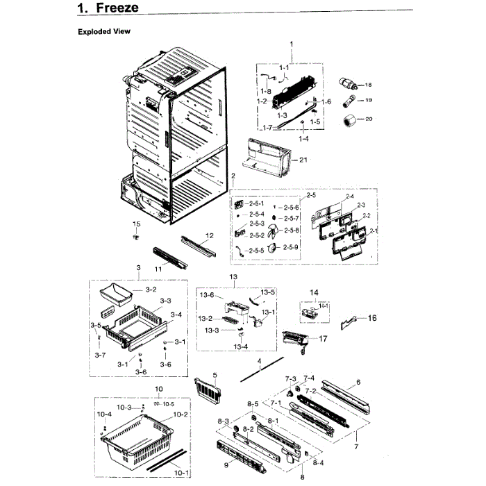 Freezer Diagram and Parts List for RF263TEAEWW AA-02 Samsung Refrigerator
