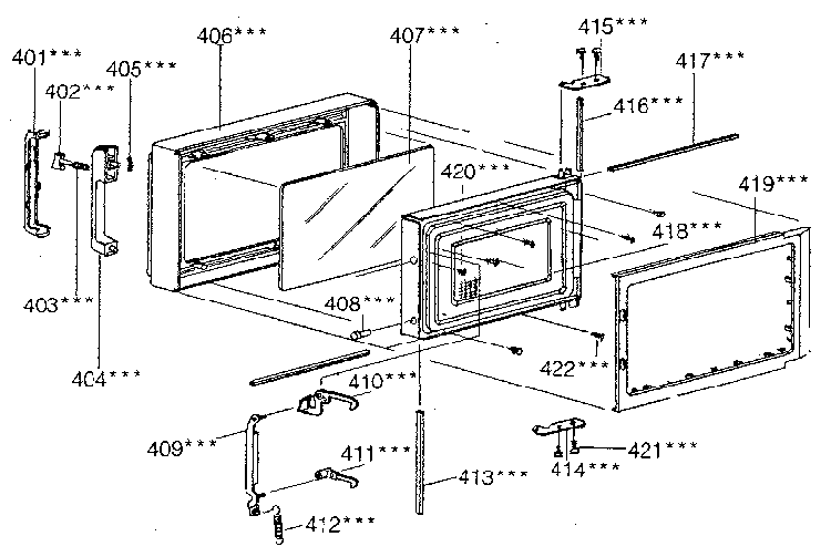 Door Diagram and Parts List for 4018996680  Kenmore Microwave