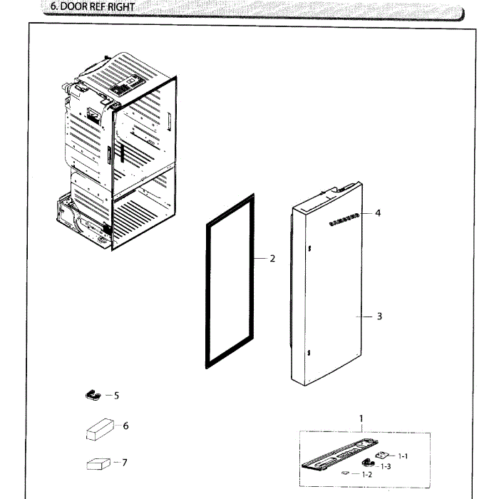 Fridge Door R Diagram and Parts List for RF26HFENDSR AA-03 Samsung Refrigerator