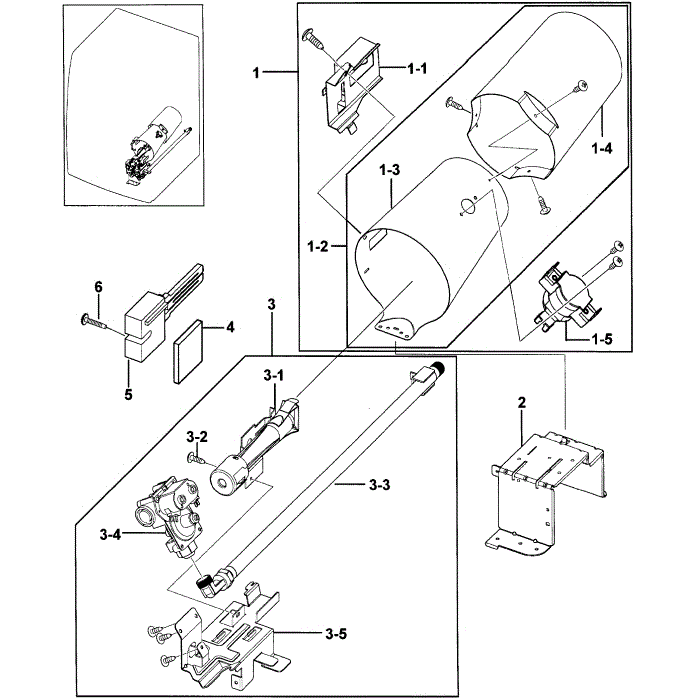 Burner Assembly Diagram and Parts List for DV328AGG XAA-00 Samsung Dryer
