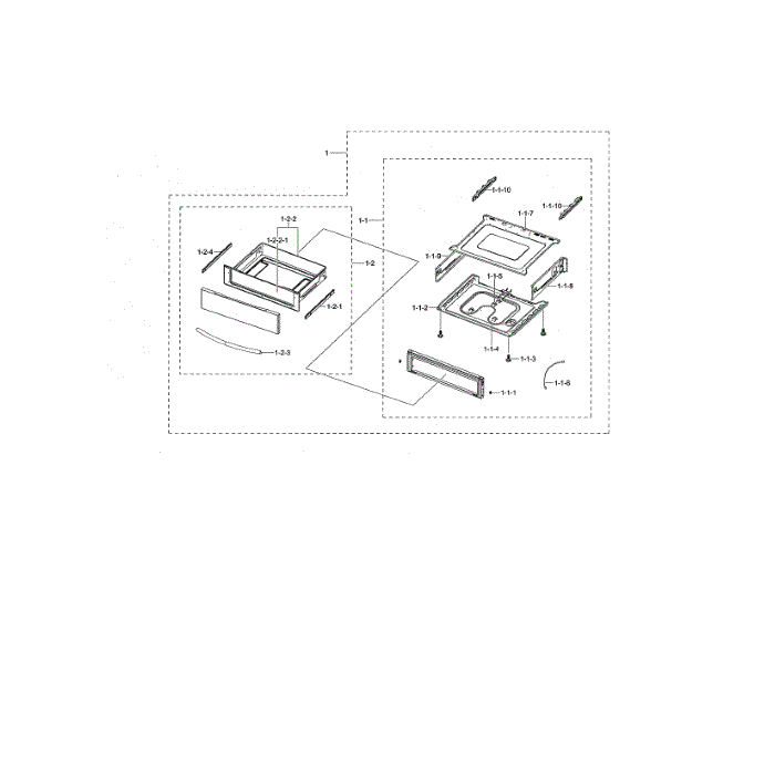 Drawer Assembly Diagram and Parts List for NE599N1PBSR AC-00 Samsung Range