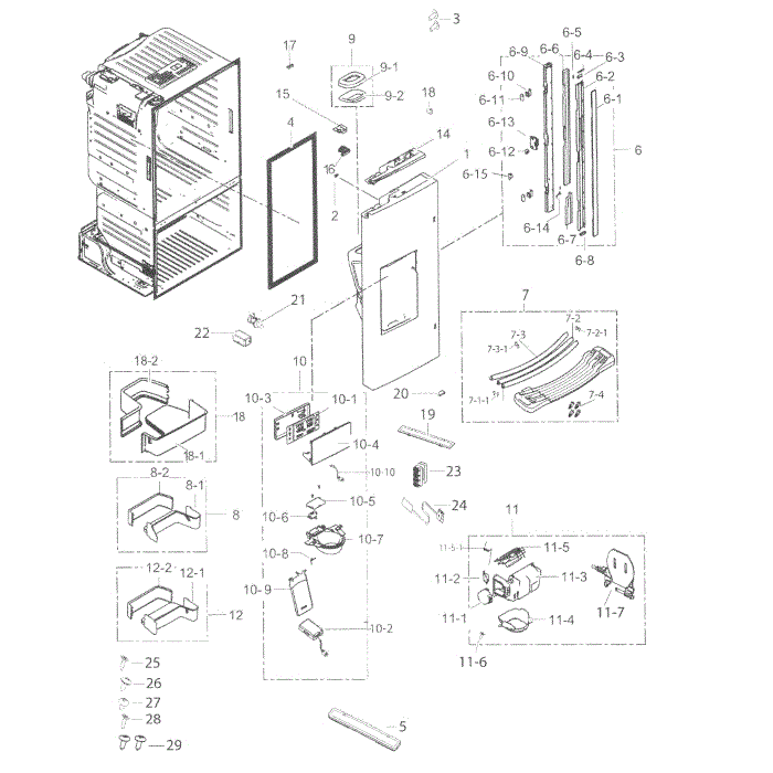 Flexzone Door Diagram and Parts List for RF263BEAEBC AA-02 Samsung Refrigerator