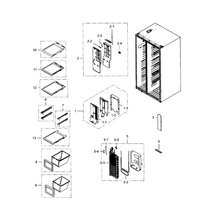 Freezer Diagram and Parts List for RH25H5611SG AA-00 Samsung Refrigerator