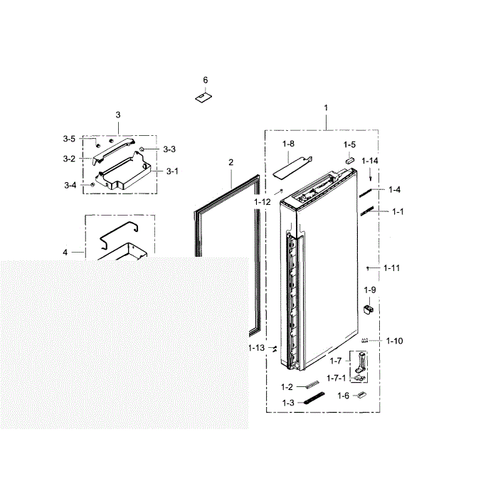 Fridge Door R Diagram and Parts List for RF24J9960S4 AA-00 Samsung Refrigerator