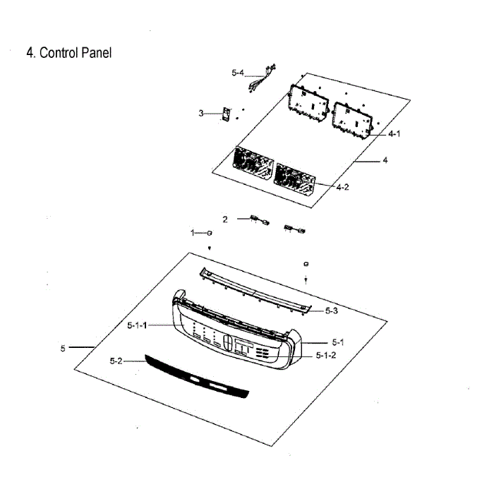 Control Panel Diagram and Parts List for DVE55M9600V A3-00 Samsung Dryer