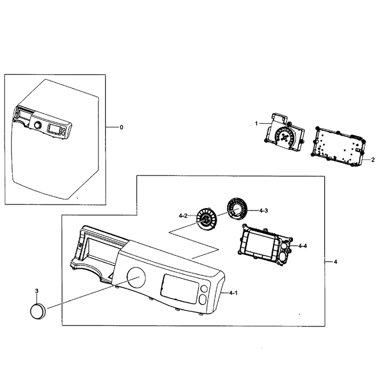 Control Panel Diagram and Parts List for WF455ARGSWR AA-0001 Samsung Washer