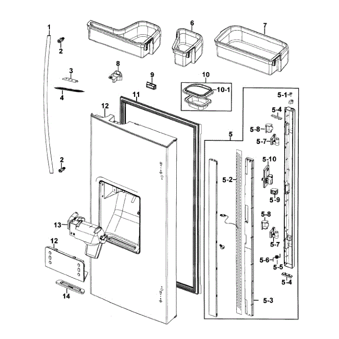 Door Left Diagram and Parts List for RF267AEPN XAA-00 Samsung Refrigerator