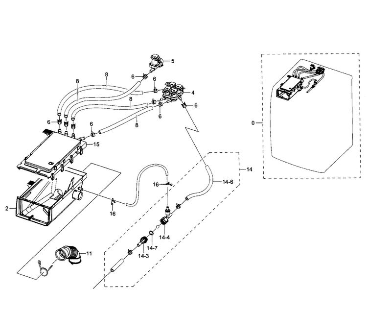 Housing Drawer Diagram and Parts List for WF511ABR XAA-0002 Samsung Washer
