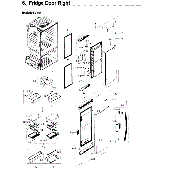 Fridge Door R Diagram and Parts List for RF28HDEDPBC AA-04 Samsung Refrigerator