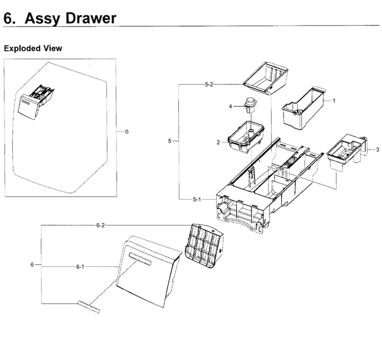 Drawer Asy Diagram and Parts List for WF419AAW XAA-0001 Samsung Washer