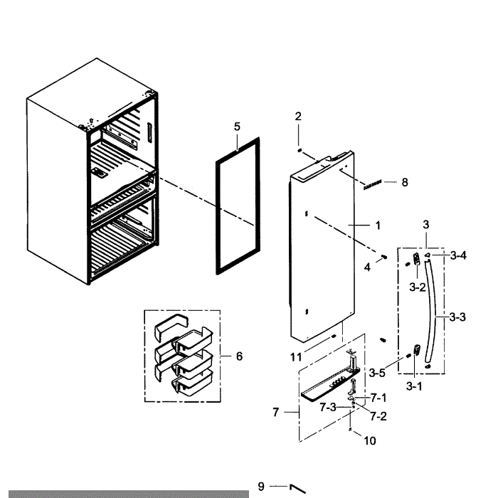 Right Door Diagram and Parts List for RF24FSEDBSR AA-00 Samsung Refrigerator