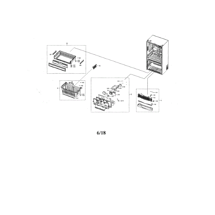 Freezer Diagram and Parts List for RF28NHEDBSG AA-00 Samsung Refrigerator