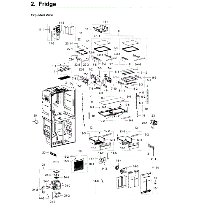 Fridge Diagram and Parts List for RF22K9581SG AA-01 Samsung Refrigerator