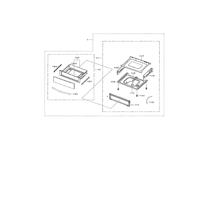 Drawer Assembly Diagram and Parts List for NE599N1PBSR AC-02 Samsung Range