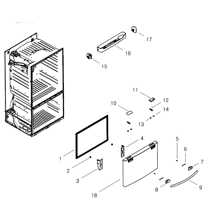 Freezer Door Diagram and Parts List for RF268ACWP XAA-01 Samsung Refrigerator