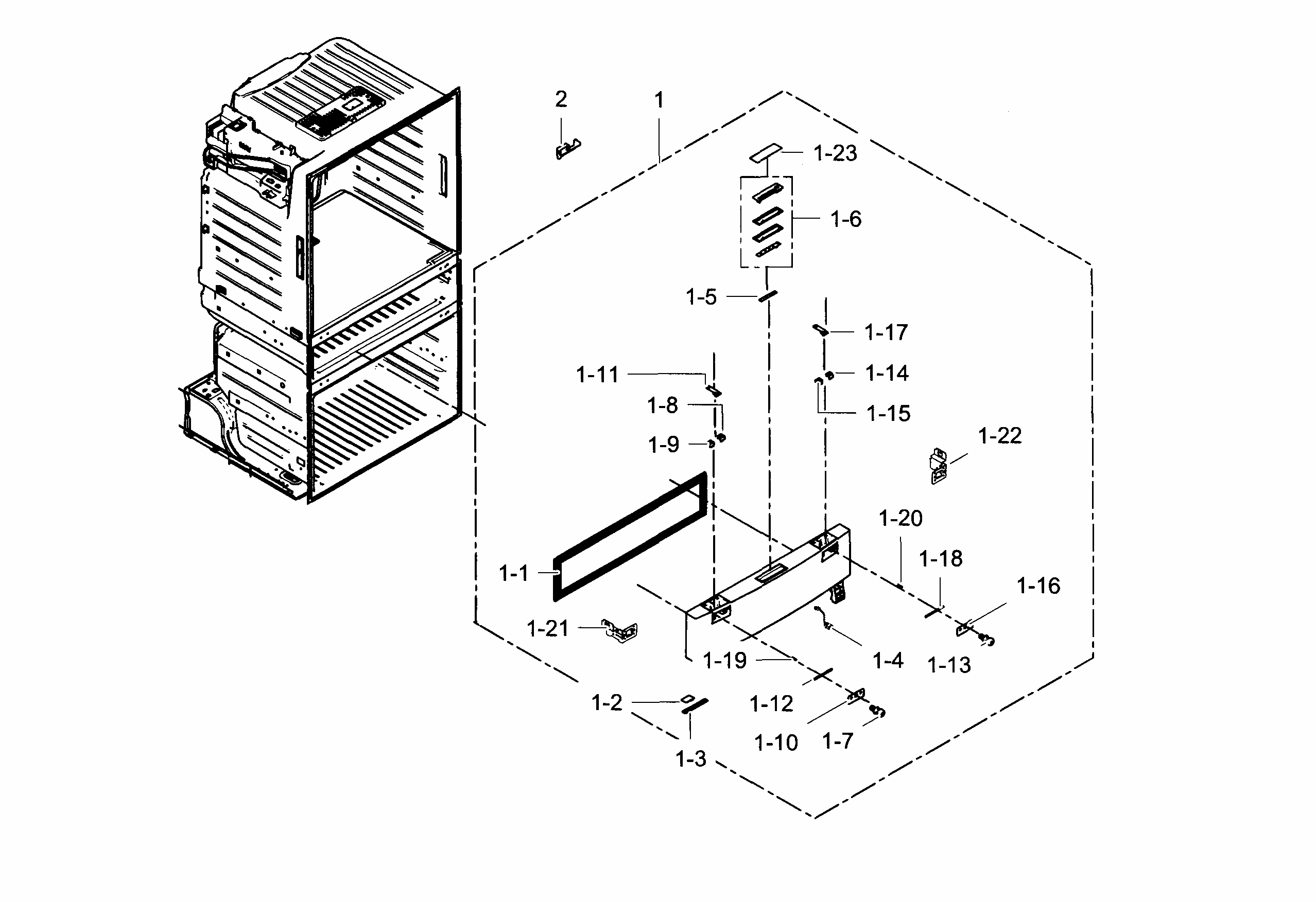 Flexzone Door Diagram and Parts List for RF28HMEDBBC AA-0001 Samsung Refrigerator