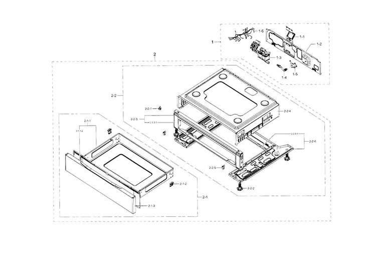 Drawer Diagram and Parts List for NX58F5500SS AA-0001 Samsung Range
