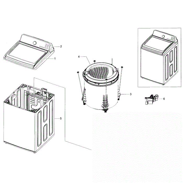 Main Diagram and Parts List for WA45H7200AP A2-01 Samsung Washer