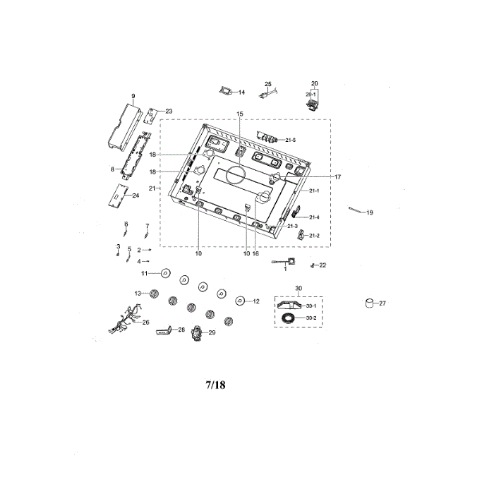 Module / Knobs Diagram and Parts List for NA30N6555TG AA-00 Samsung Cooktop