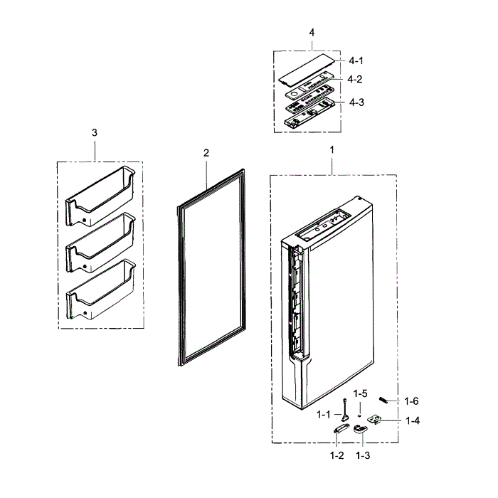 Freezer Door R Diagram and Parts List for RF34H9960S4 AA-01 Samsung Refrigerator