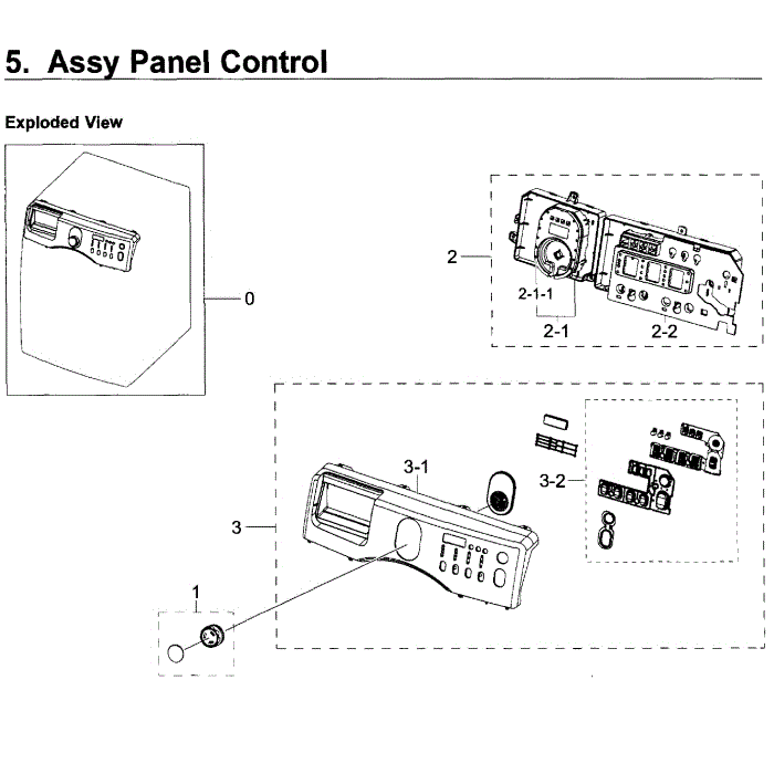 Control Panel Diagram and Parts List for WF219ANB XAA-01 Samsung Washer