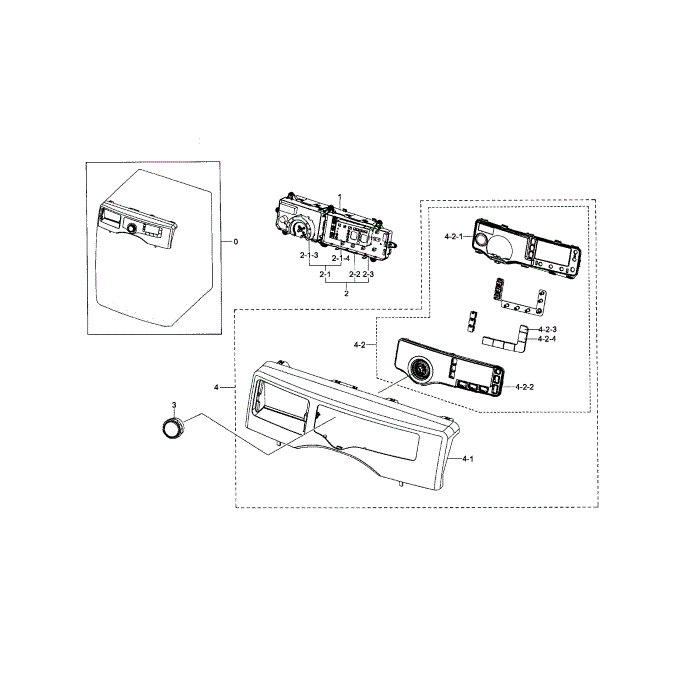 Control Panel Diagram and Parts List for WF210ANW XAA-01 Samsung Washer